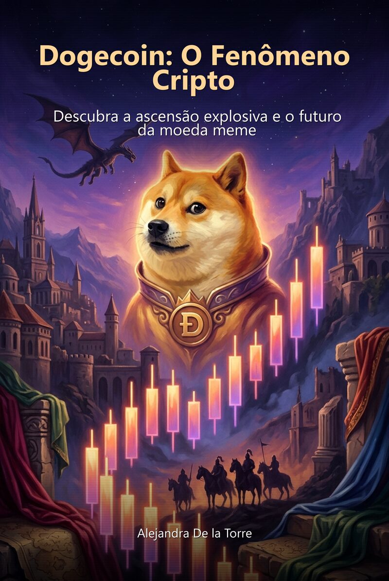 Portada del libro electrónico Dogecoin: O Fenômeno Cripto, de Alejandra De la Torre